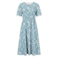 thumbnail image 4 of Fewfanhot Spring Dresses for Women Summer Short Sleeve Midi Dress with Pockets Casual Aline Flowy Tshirt Dress Floral Vocation Beach, 4 of 7