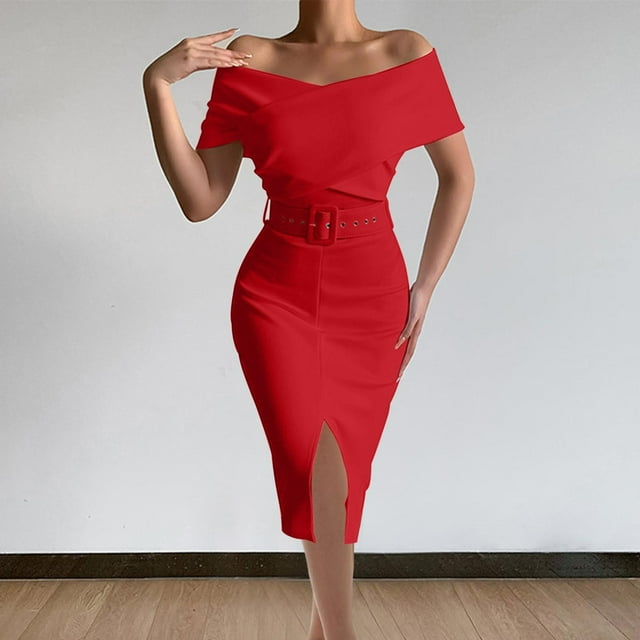 LOVZFMLL Robe Longue Maxi d'Été pour Femme, Bandage, Couleur Unie, Dos Nu, Sans Bretelles, de Soirée, Rouge, 3TG