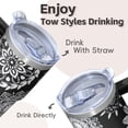 thumbnail image 4 of 20oz Insulated Travel Cup with Lid & Straw - Stainless Steel Double Wall Vacuum Tumbler, Leakproof Thermal Coffee Mug, Bohemian Style, 4 of 5