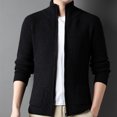 thumbnail image 6 of Mrmaere Men's Knit Jacket Full-Zip Stand Collar Soft Warm Outerwear for Daily & Casual Black L, 6 of 7