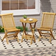 thumbnail image 4 of Gymax Patio Folding Side Table 23.5'' Teak Wood Round End Table Fully Assembled Natural, 4 of 10
