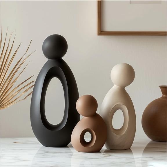 Figurines Home Decor Modern Living Room Decor Neutral Minimalist Home Decor Sculptures for Home Decorations for Living Room Cozy Accent Set 3 Piece