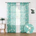 thumbnail image 1 of Tollpiz Cortina Transparente Floral Turquesa Con Estampado De Flores Y Bordado De Vid, Cortinas De Dormitorio Con Bolsillo Para Barra, Cortina De Gasa Para Ventana Para Sala De Estar, 53.9 X 83.9 In D, 1 of 1