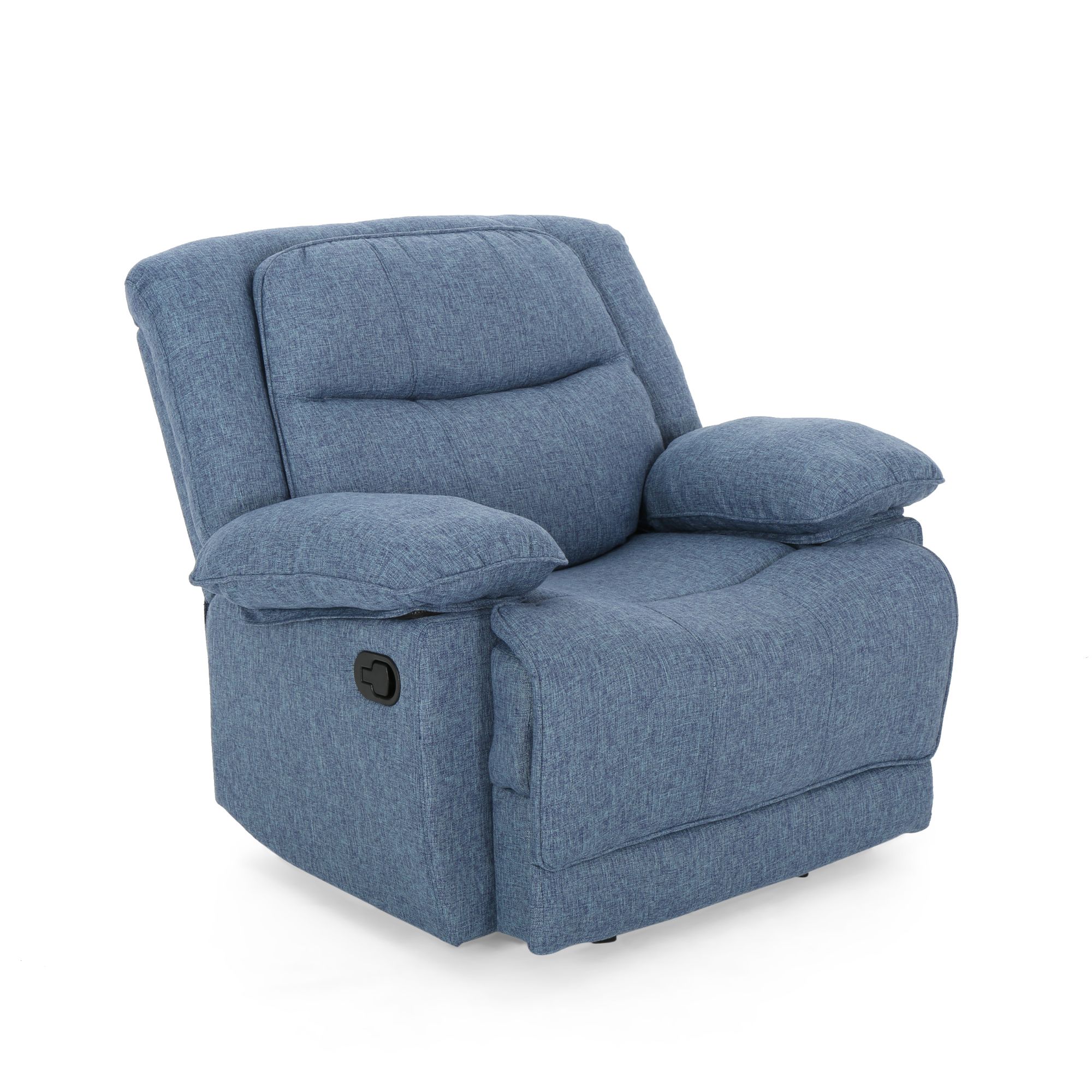 66.75" Navy Blue Contemporary Glider Recliner with Pillow Top Arms