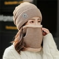 thumbnail image 3 of Shenmeida Women Chunky Soft Stretch Cable Knit Warm Fuzzy Lined Skully Beanie, 3 of 7
