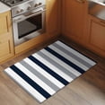 thumbnail image 3 of Navy Blue Gray Striped Large Area Rugs for Bedroom Living Room, Soft Non Slip Carpet Bedside Rug, Farmhouse Stripe Art Rectangular Floor Cover Kitchen Accent Rug 2'x3' for Dining Room/Office, 3 of 9