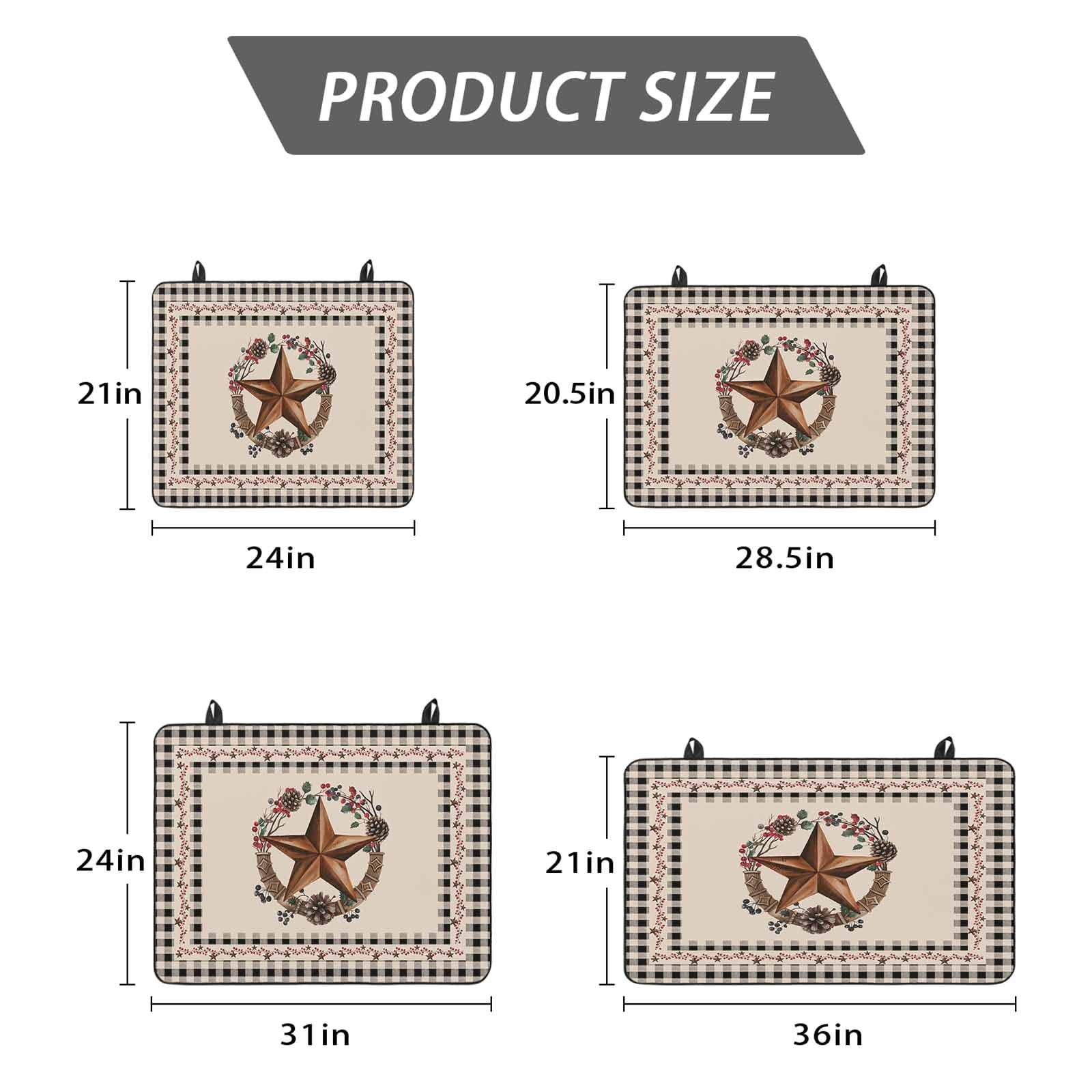 Farmhouse Stove Top Cover for Electric Stove, Heat-proof & Non Slip Glass Top Stove Cover Protector, Country Star Berry Plaid Lodge Grey Brown Kitchen Flat Cooktop Rubber Mat 24x21 Inches