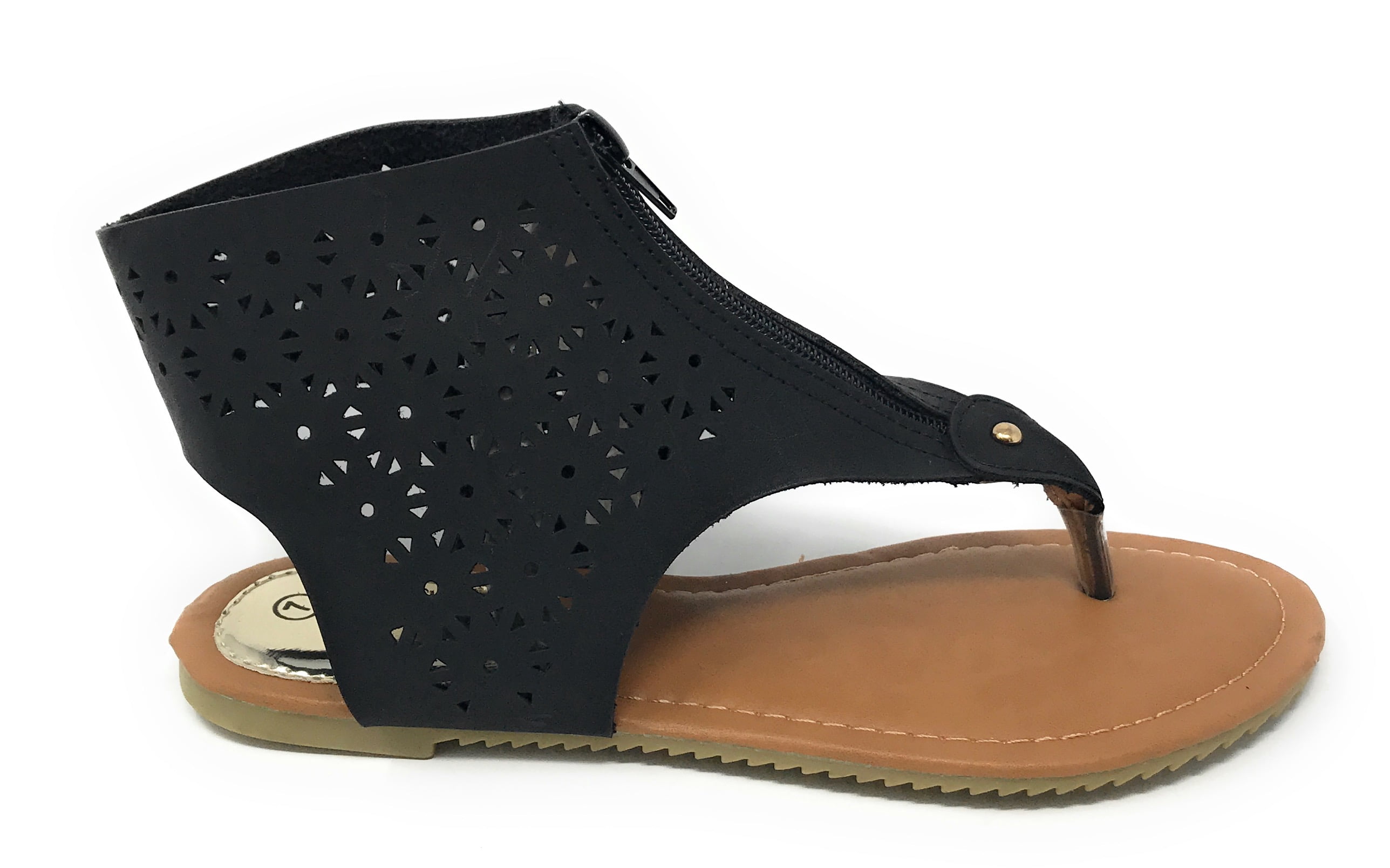 Victoria K Women's Laser Cutout Thong Front Sandals