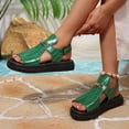 thumbnail image 5 of Viluyesy Womens Platform Sandals, Open Toe Wide Width Comfortable Summer Beach Vacation Casual Shoes Green US7.5, 5 of 9