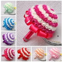 NICEXMAS 1PC Fake Bridal Bouquet Pink Artificial Flower Bouquet for Wedding Use Bridesmaid Bouquet