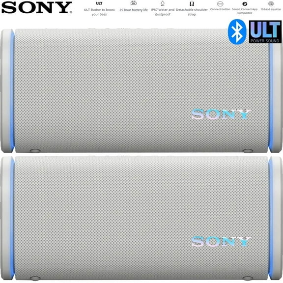 Sony SRSULT50/W ULT Field 5 Wireless Portable Bluetooth Speaker White 2 Pack