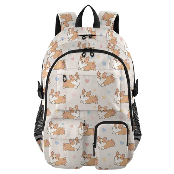 DIXRUYEE Cargi Pattern Pattern Backpack for School 14”Laptop Compatible with Reflective Safety Strips