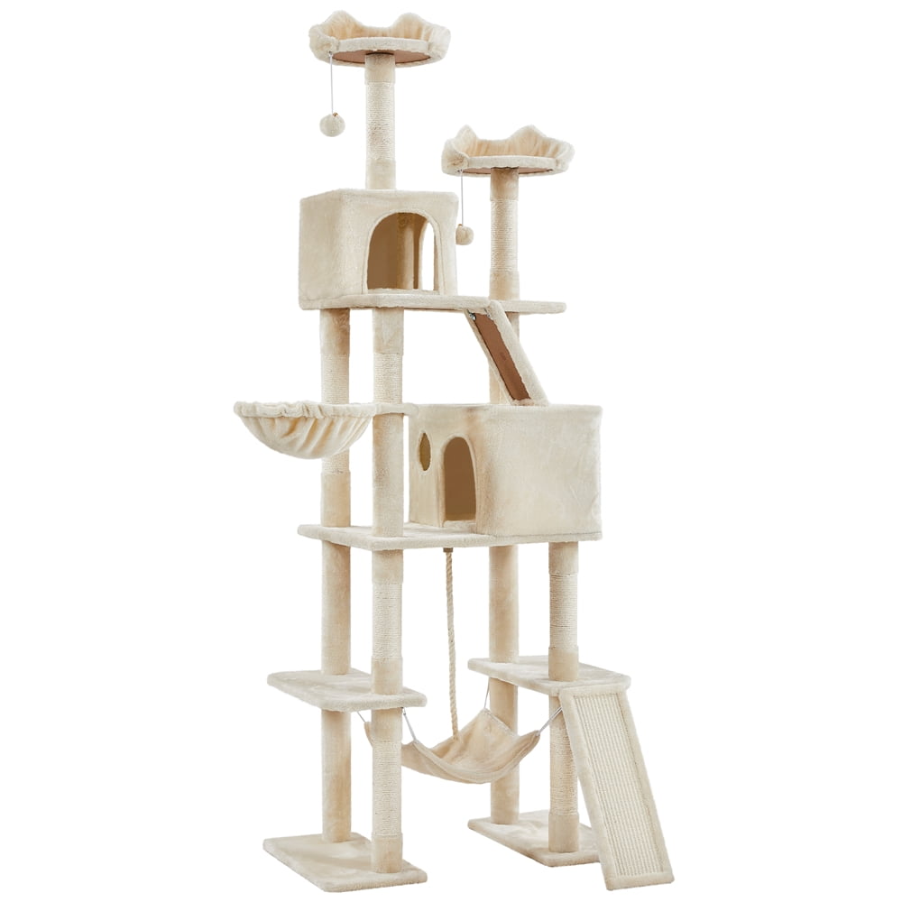 Yaheetech 82.5'' H Multi Level Cat Tree with Condos,Beige