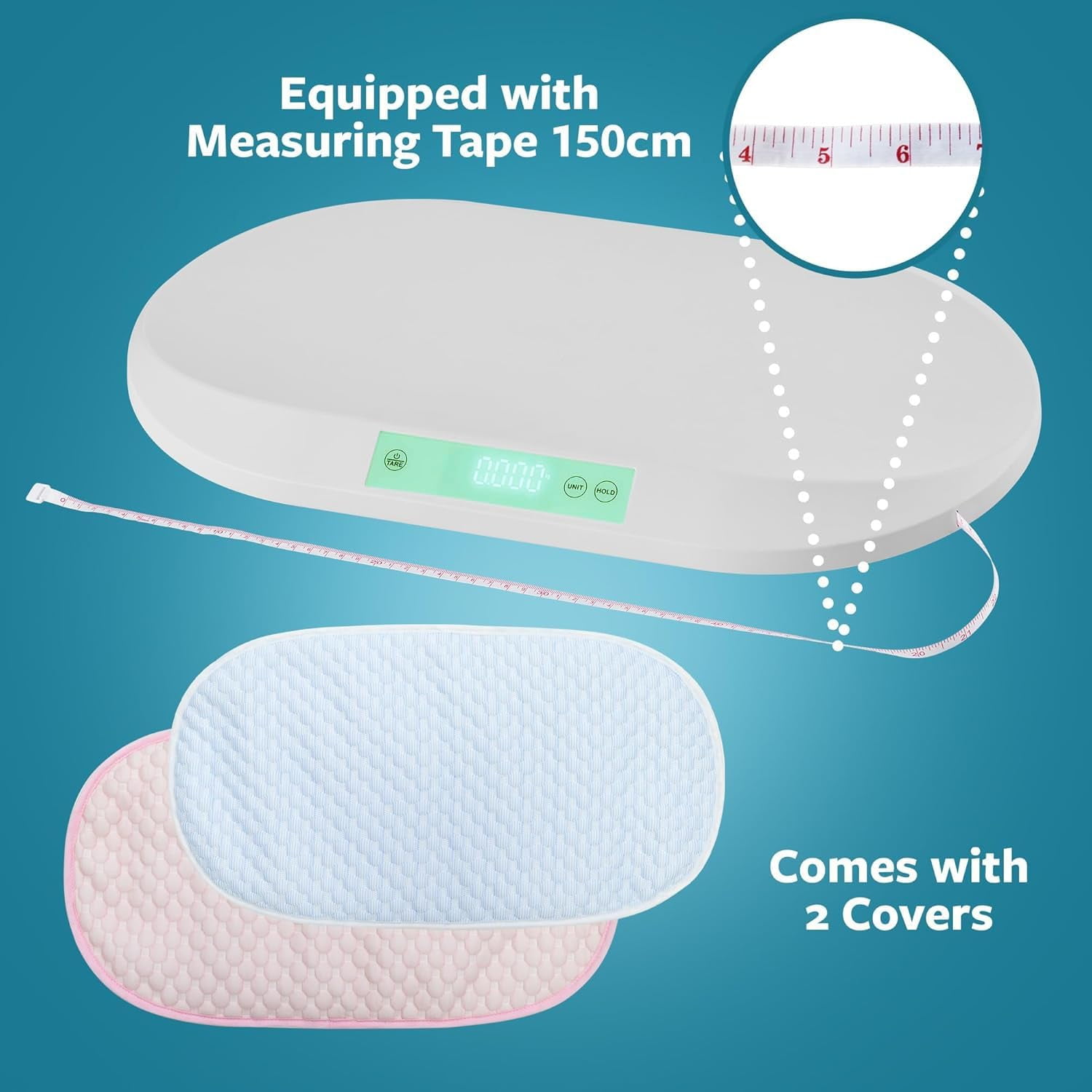 Baby & Pet Scale Kit with Covers and Measuring Tape - 88 lb Capacity Digital Infant Scale
