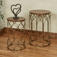 thumbnail image 2 of Alco Wooden & Metal Openwork Functional Nesting Tables Bronze Walnut Set of Two 24”H & 28”H Set of 2, 2 of 5