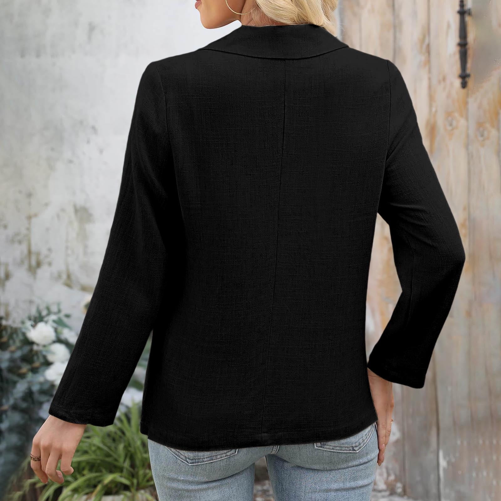 Women's Casual Blazer Lightweight Fall Jackets Solid Color Casual Work Jacket with Pockets Cardigan - image 5