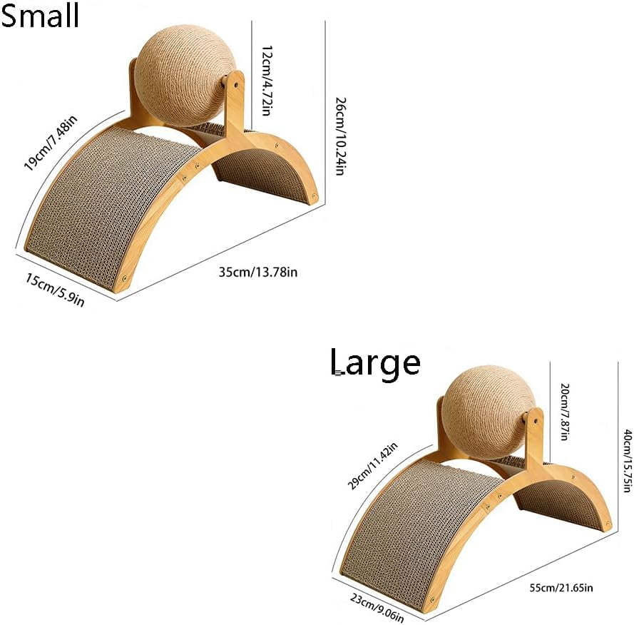 Cat Scratching Ball on Stand - Solid Wood Interactive Cat Scratcher with 360° Rotating Natural Sisal Ball, 2-in-1 Wooden Durable Paw Grinding Toy, for Indoor Cats Kittens (Small)