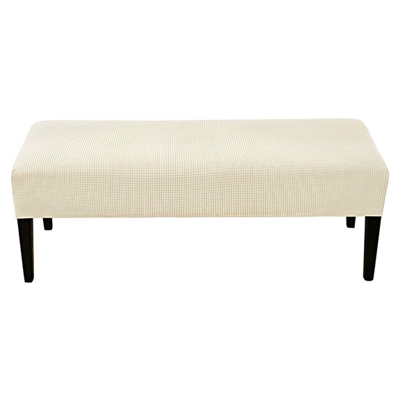 AUQ Ottoman Cover,Corn Velvet Fabric Bench Cover,Ultra-Soft Bench Cover Ottoman Cover Rectangular,Beige,150*45*14cm