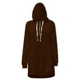 thumbnail image 6 of Gyexs Hoodie Dress for Women Casual Long Sleeve Loose Fit Half Zip Pullover Pocket Winter Clothes Hiking Warm Sports Sweatshirt, Brown, Size XL, 6 of 6