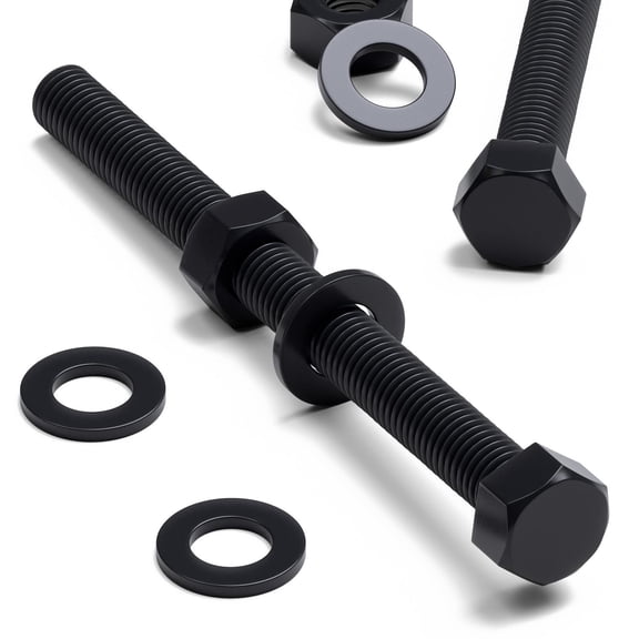 10 x Black Hexagon Head Screws Polypropylene (PP) Plastic Nuts, Washers, Bolts, Hex Head, M8 x 100mm, Fastener, (5/16 x 3 13/16 in)