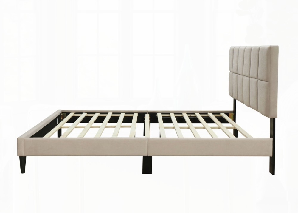 King Sized Bed in a Box with USB and Light Gray Polyester Fabric