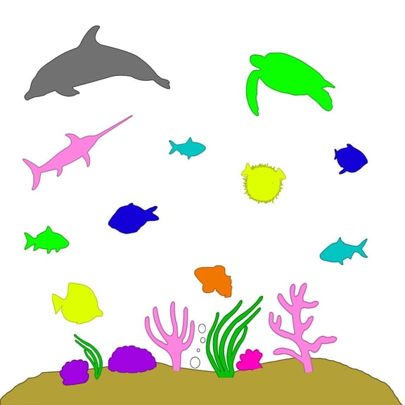 VWAQ UNDER THE SEA WALL DECALS, Ocean Animals - Nautical Bedroom Decor -VWAQ POF1