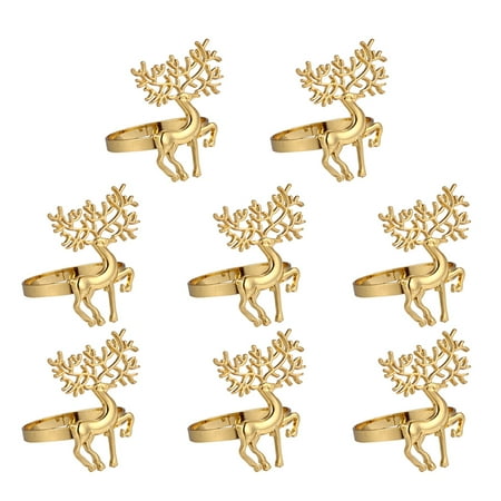 

8pcs Christmas Elk Design Napkin Rings Zinc Alloy Dinner Napkin Buckles