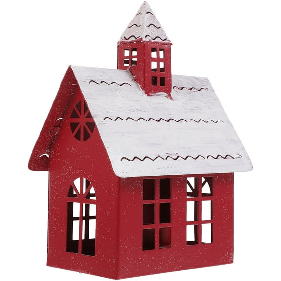 Uonlytech Cute Christmas Desktop House Iron Craft Festive Decoration with Candle Holder