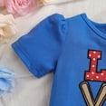 thumbnail image 5 of Toddler Girl Outfits 2 Piece Cartoon Print Crew Neck Ruffles T Shirt Short Sleeve Tops And Shorts Casual Baby Girls' Clothing Sets Blue 18 Months-24 Months, 5 of 8