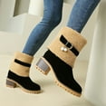thumbnail image 5 of Wensltd Women Ankle Boots Wide Width Round Toe Plush Lined Winter Warm Fashion Booties Black, 5 of 6