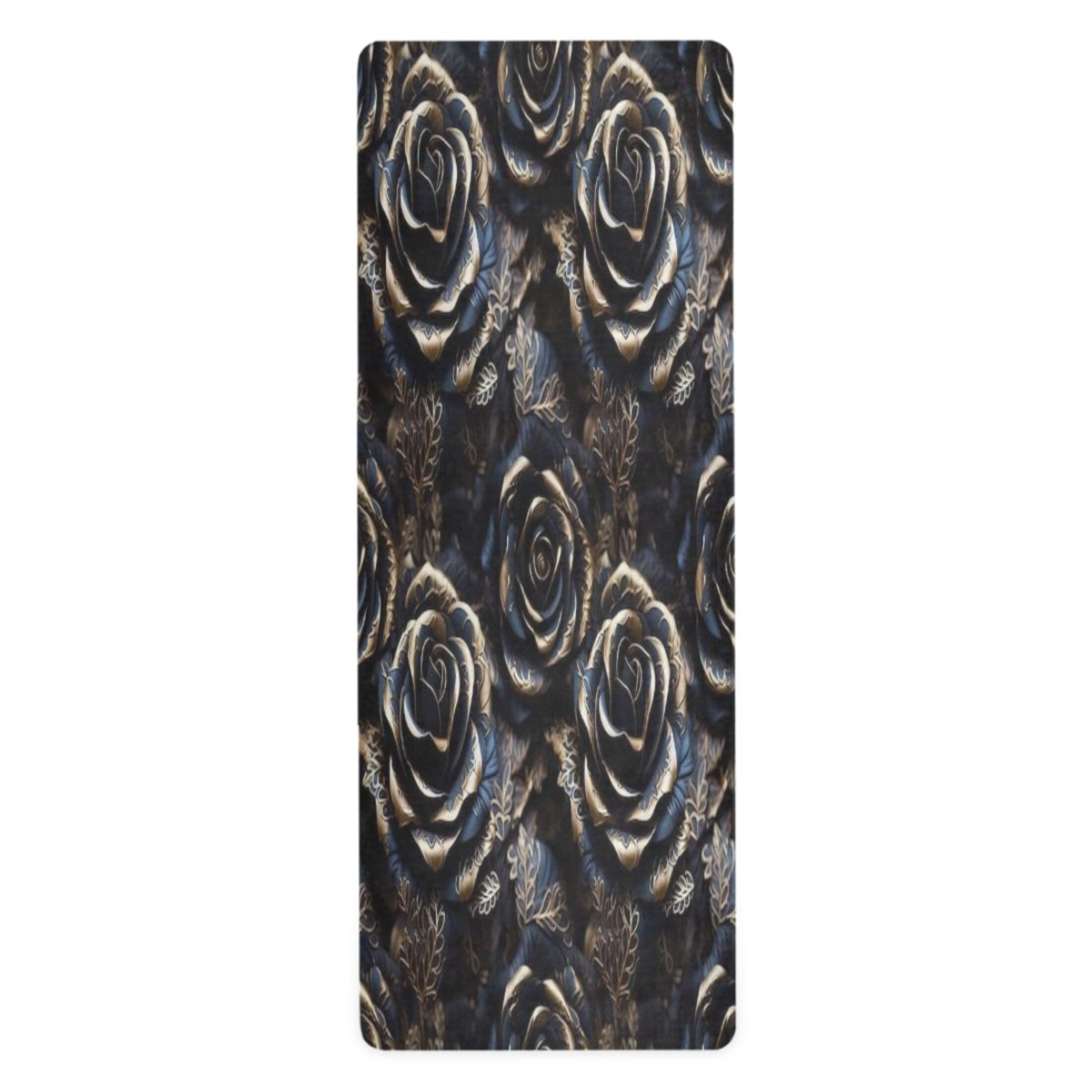 BZSMCE Yoga Mat Women Fitness Mat Gothic Black Rose Pattern