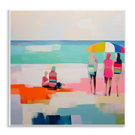 Stupell Industries People on Beach Abstract Novelty Painting Unframed Art Print Wall Art, 12 x 12