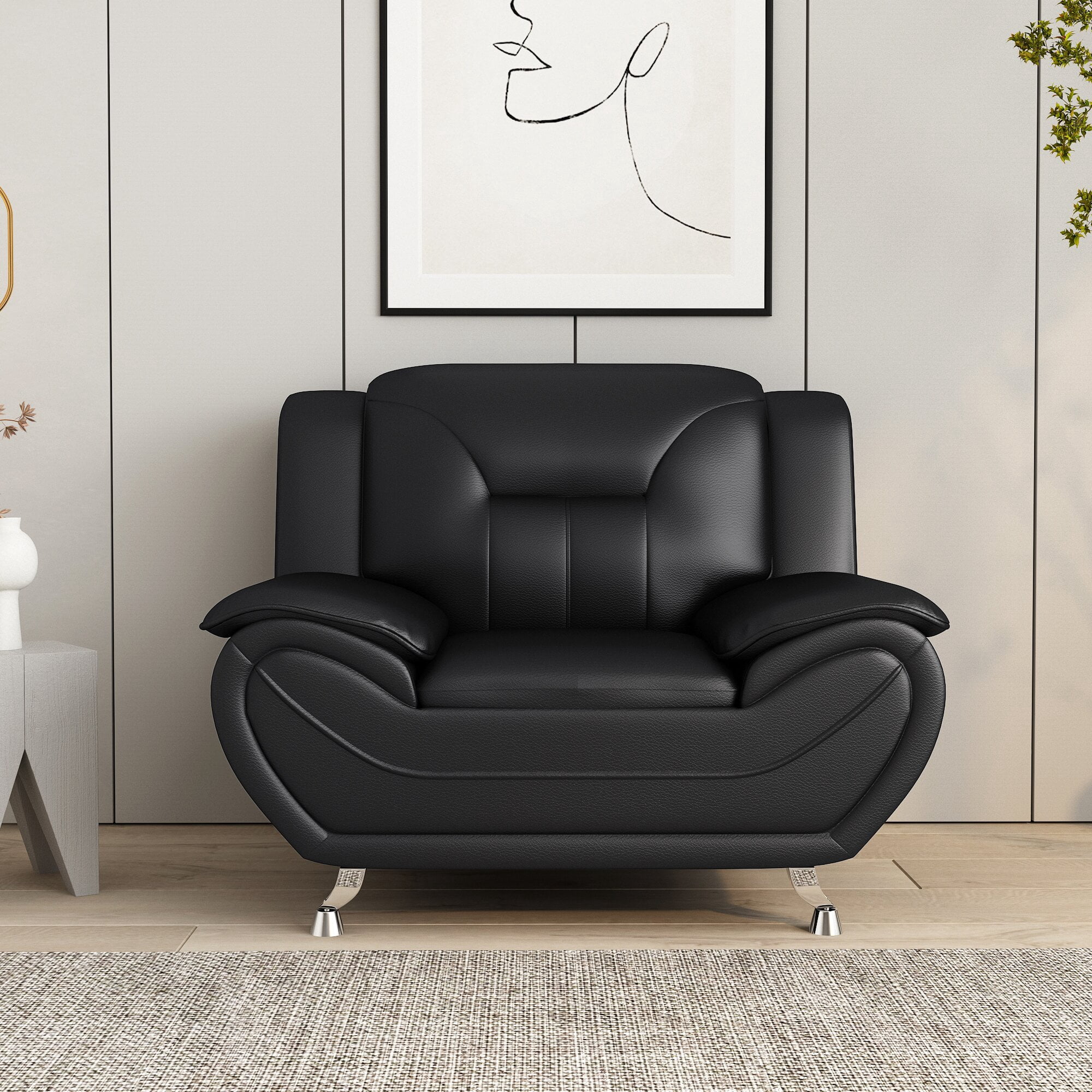Sanuel 47.3" Wide Faux Leather Club Chair