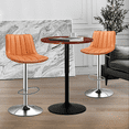 thumbnail image 4 of Magshion 3 Pieces Bar Table and Chair Set, 23.5" Round Bar Table and PU Leather Height Adjustable Barstools for Kitchen Dinner, Brown/Red, 4 of 12