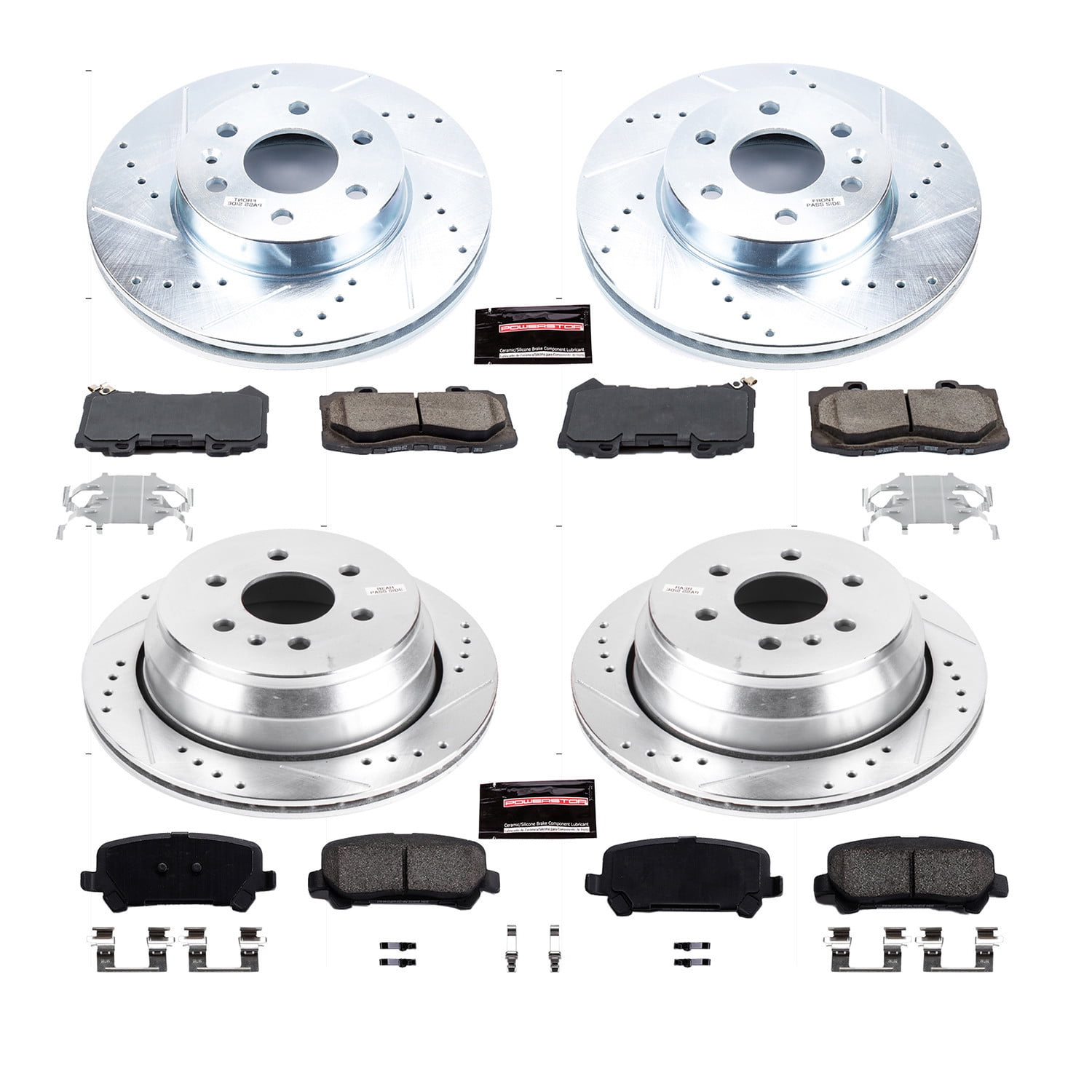 PowerStop Front and Rear Z23 Evolution Sport Carbon-Fiber Ceramic Brake Pad and Drilled & Slotted Rotor Kit Fits: CHEVROLET GMC Select Models K7228
