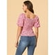 thumbnail image 4 of Tops Florales Estilo Campesino Con Mangas Abullonadas Y Cuello En Forma De Corazón De Pradera Para Mujer Rosa S, 4 of 4