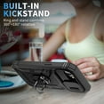 thumbnail image 5 of Design for iPhone 16E Heavy Duty Phone Case with Camera Lens Sliding Cover Ring Holder Kickstand - Shockproof Armor Military Grade Bumper Protective Case for Women Men, Black, 5 of 9