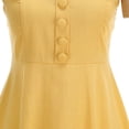 thumbnail image 4 of MOJOGO Dress for Women Square Neck Fit And Flare Midi Dress Sleeveless Wide Strap Swing Dresses Flowy Vintage Vacation Outfits Yellow L, 4 of 7