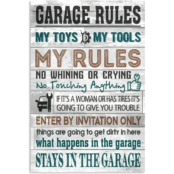Garage Rules Metal Tin Signs Auto Mechanic Antique Posters Plaques Home  Garage Shop Club Decor Printing Plaque 12x16 Inches - Walmart.com