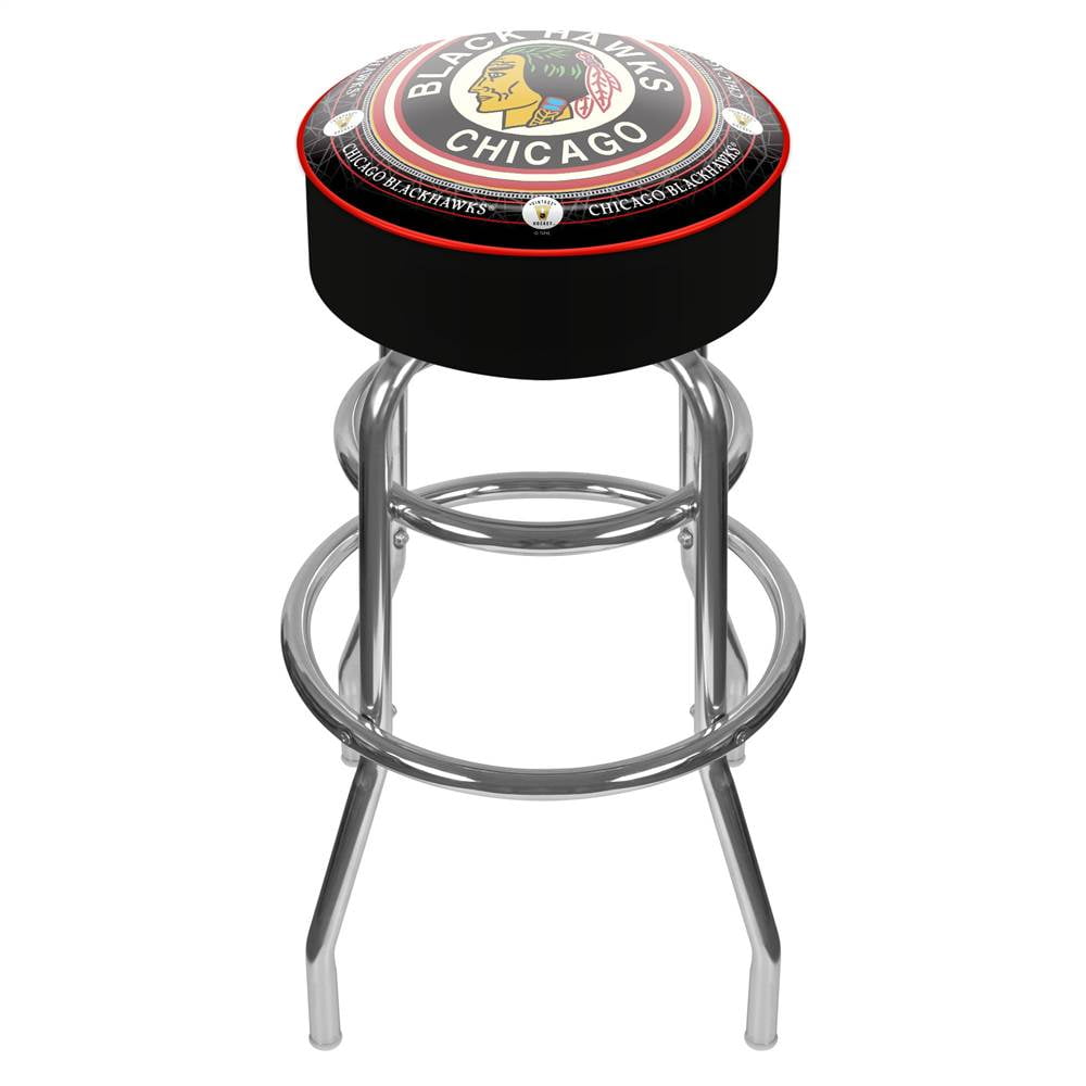 Padded Bar Stool w NHL Throwback Chicago Blackhawks Logo - Walmart.com - Walmart.com