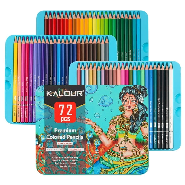 Juego de lápices de colores Premium de 46 piezas con estuche de metal y accesorios