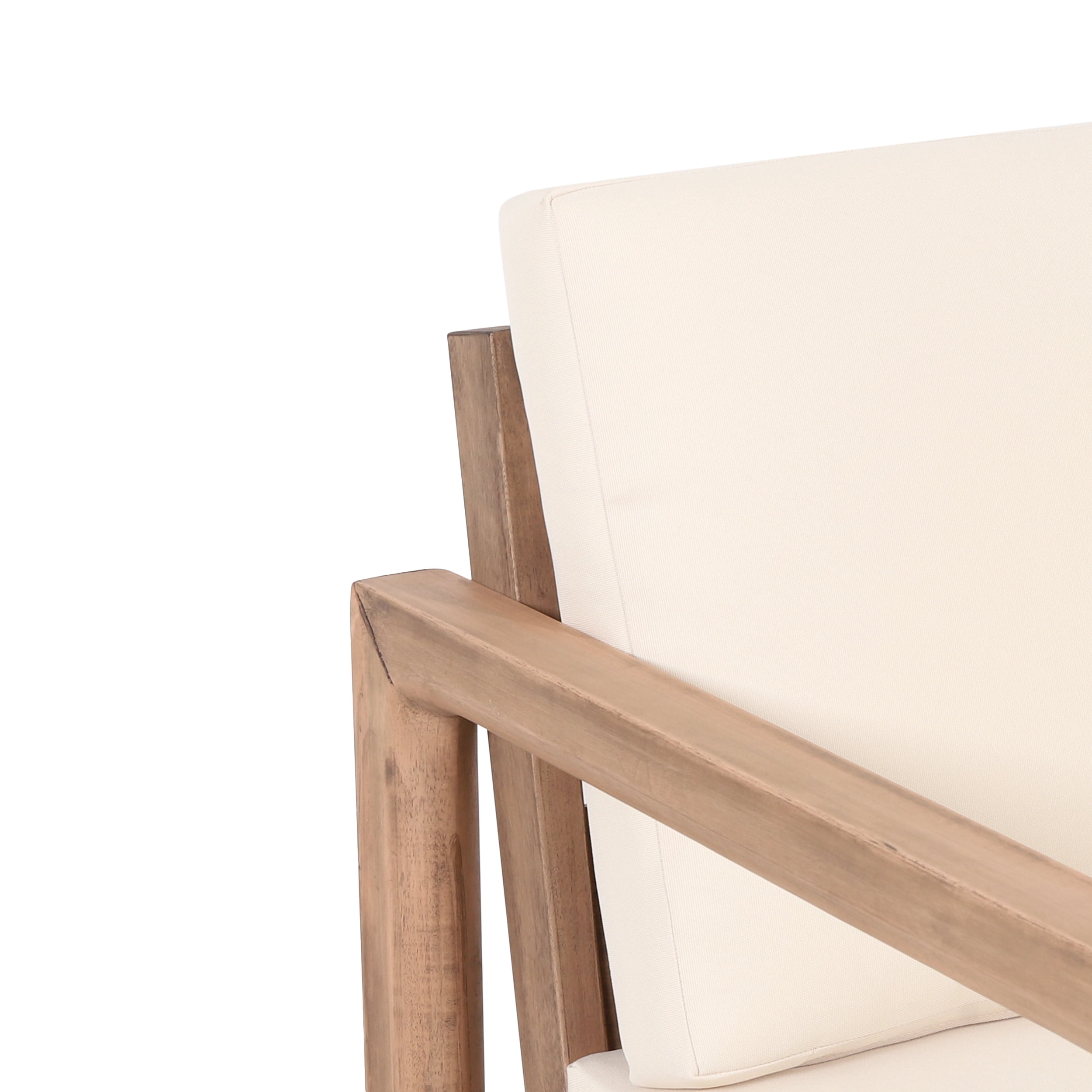 Noble House Set of 4 Acacia Wood Outdoor Chat Sets with Cushions, Brown/Beige