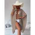 thumbnail image 3 of Minjewel Women's Cotton Beach Cover Up Shirt, Long Sleeve Sun Protection Bikini Cover Up & Swimsuit Outerwear for Vacation, Swimsuits for Women,Coffee One Size, 3 of 7