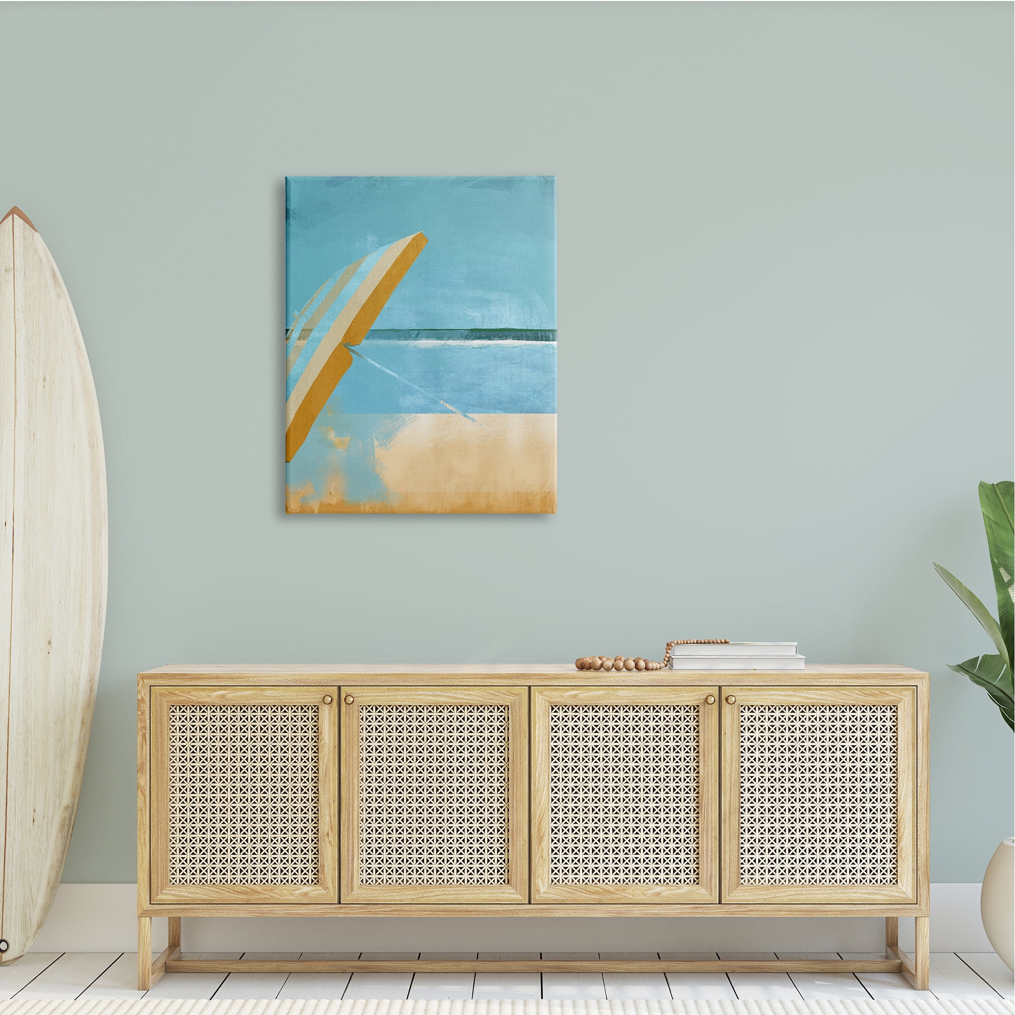 Stupell Industries Sunny Beach Umbrella Sea Horizon Minimalist Painting,30 x 40, Design by Porter Hastings