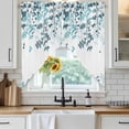 thumbnail image 6 of Teal Blue Leaves Swag Curtains for Kitchen/Bedroom/Living Room, Summer Botanical Scalloped Curtains 63 Inch Long, Rod Pocket Window Swag Topper Curtains Valances 2 Panels Set 36"x63", 6 of 8