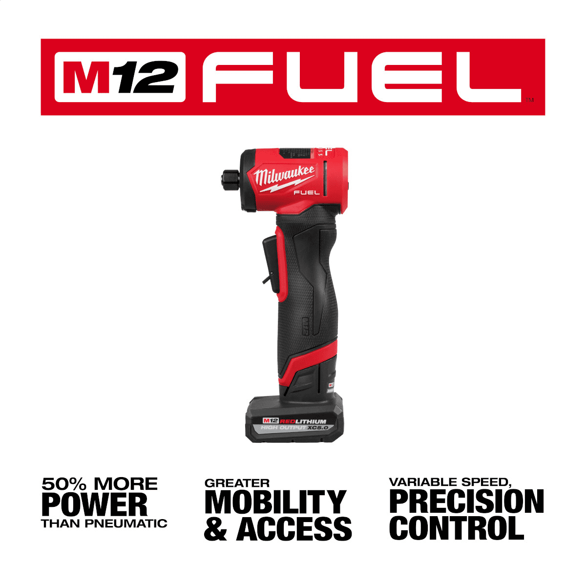 Milwaukee Tool M12 FUEL 1/4 Inch Right Angle Die Grinder 2 Battery Kit