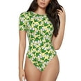 thumbnail image 1 of Balery Cartoon Frogs Body de cuello redondo de manga corta para mujer Tops de manga corta Tops básicos-Small, 1 of 7
