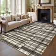 thumbnail image 2 of Hasoo Large Modern Area Rug 10' x 13' Rugs for Living Room Plaid Geometric Pattern Carpet, Brown, 2 of 6