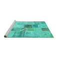 thumbnail image 2 of Ahgly Company Machine Washable Indoor Rectangle Patchwork Turquoise Blue Transitional Area Rugs, 2' x 5', 2 of 4