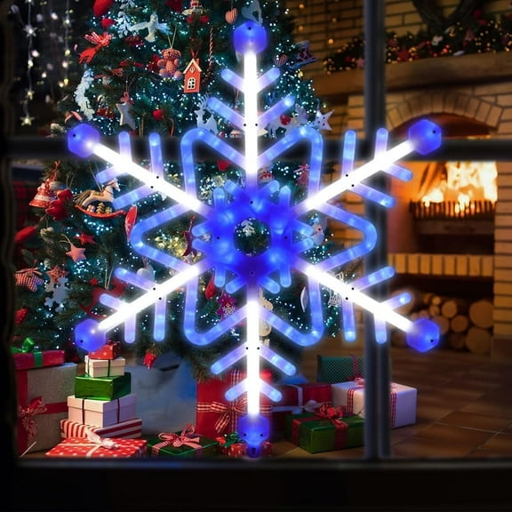 Christmas Light Motif,29 inch 288 LED Snowflake Meteor for Christmas,Party,Festival,Window,Home(Blue)